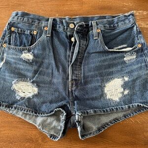 Levi's 501 Blue Distressed Jean Shorts Vintage Style